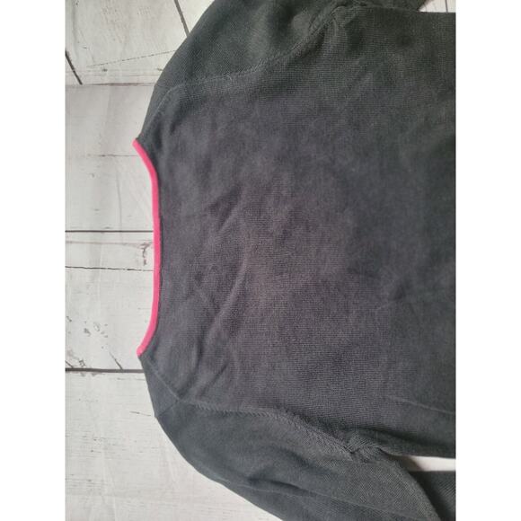 michael simon black sweater with beaded Sequin butterflies With Pink Collar2 - Picture 11 of 11